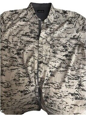 Public Records Made In India Button Up Short Sleeve Shirt Men's 2xl Black Gray